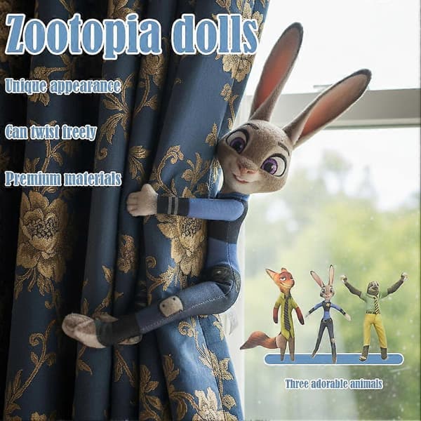 Zootopia Nick Judy Plyschdocka med Skelett för Flexibel Posering Samlarobjekt[HK] B