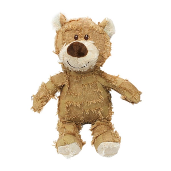 Uforgjengelig Robusts Bjørnebamse Plysjleke med Lyd Multifunksjonelle Slitasjebestandige Leker for Valpehund[HK] Light Brown Small Size