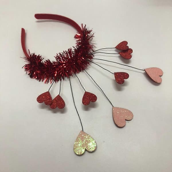 Røde paljett hjerte pannebånd glitter glitter hodeplagg Valentinsdag hodeplagg[HK] Red
