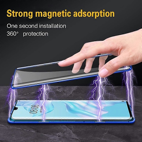 Samsung Galaxy A50 Magnetiskt 360 Skal Med Härdat Glas - Fullständigt Kroppsskydd + Skärm[HK] Silver