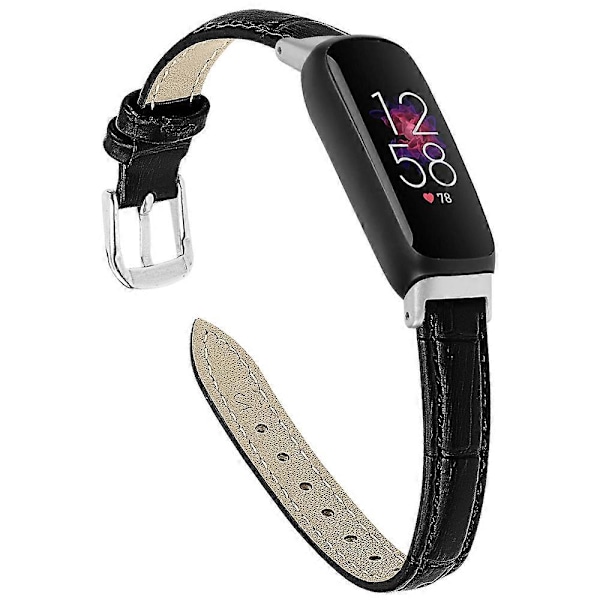 Fitbit Inspire 3 -rannekkeen korvaava bambukuvioitu PU-nahkainen säädettävä ranneke [HK] Black