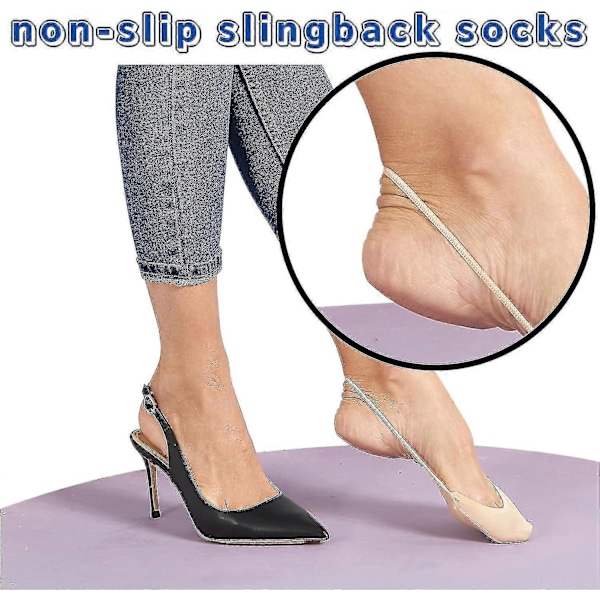 Slingback Sheer Liner-strumpor för dam, osynliga tåskydd, lågt skurna No Show-strumpor med framfotskudde för klackar, 6 par [HK]