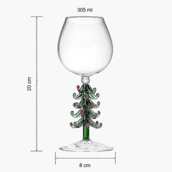 Krystall Jule-tre Stilkglass - Grønn - 10 oz Beger - 2 Sett[HK]