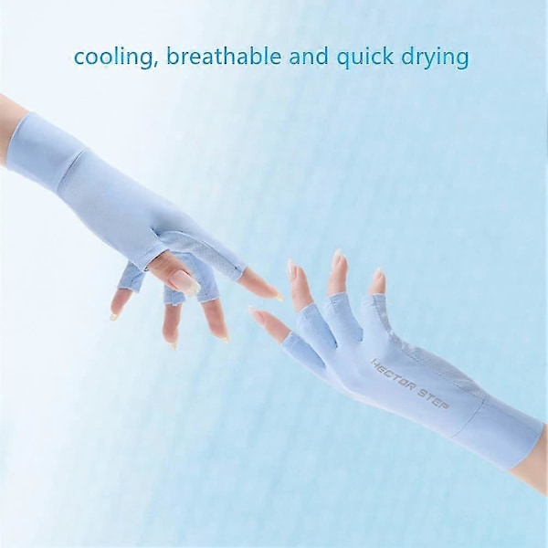 UPF 50+ Fingerløse solhansker for UV-beskyttelse Håndbeskyttelse for kvinner Fiske, kjøring, sykling og fotturer [HK] M blue