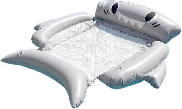 Poolflåder til voksne, foldbare oppustelige flydende flåder, sød flydende seng stil flydelounge, til udendørs strand, sø, vandland [HK] gray shark