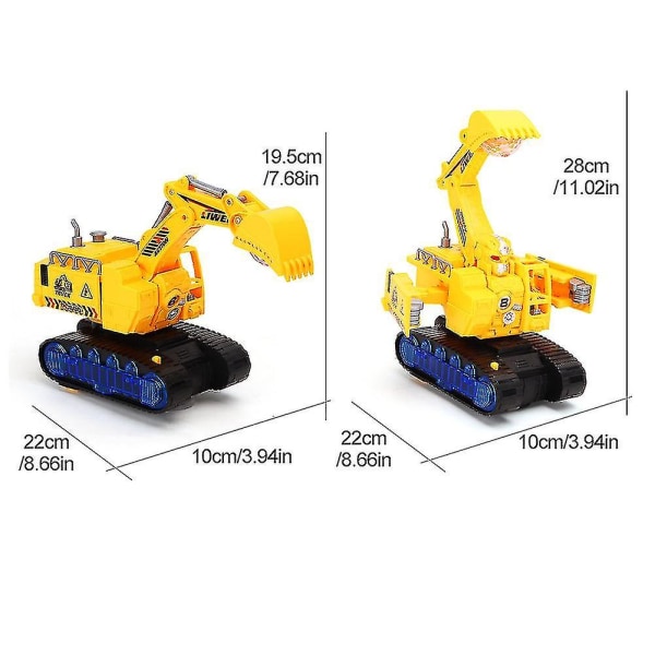 2 i 1 grävmaskin transformerande leksaksrobot Födelsedagspresent Modell Abs med musikljus[HK]