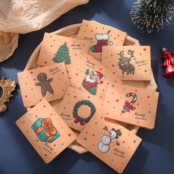 18 julhälsningkort retro kreativa kortkuvert sett ønsker halva kort