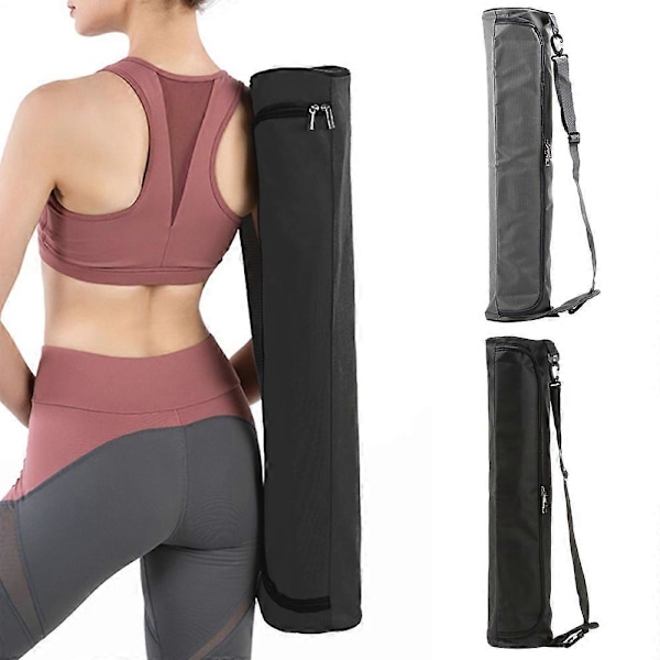 Yogaväska Full-Zip Träningsväska Gym Bärväska Slitstark Justerbar Axelrem Multifunktionell Förvaringsväska[HK] Black