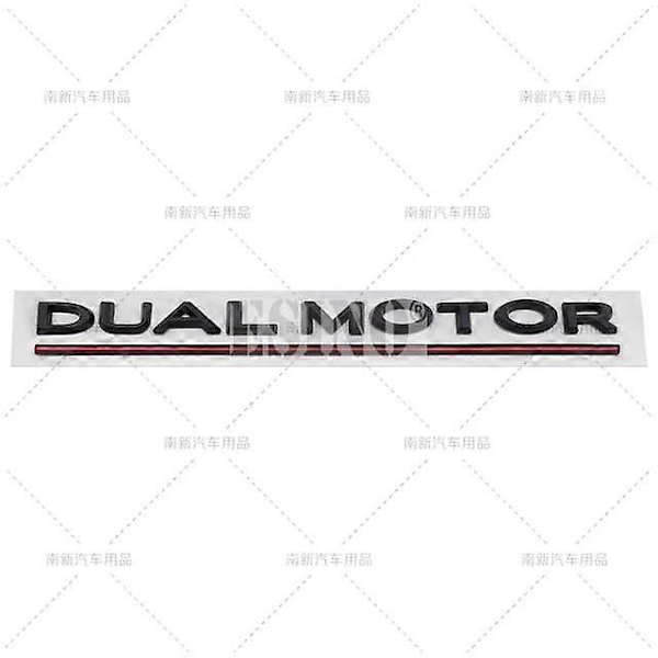 Bil Styling 3D Dual Motor ABS Selvklebende Emblem Bakluke Merke Klistremerke Karosseridekal for Tesla Model 3 Model S Models Y Model X[HK] Matte Black Red