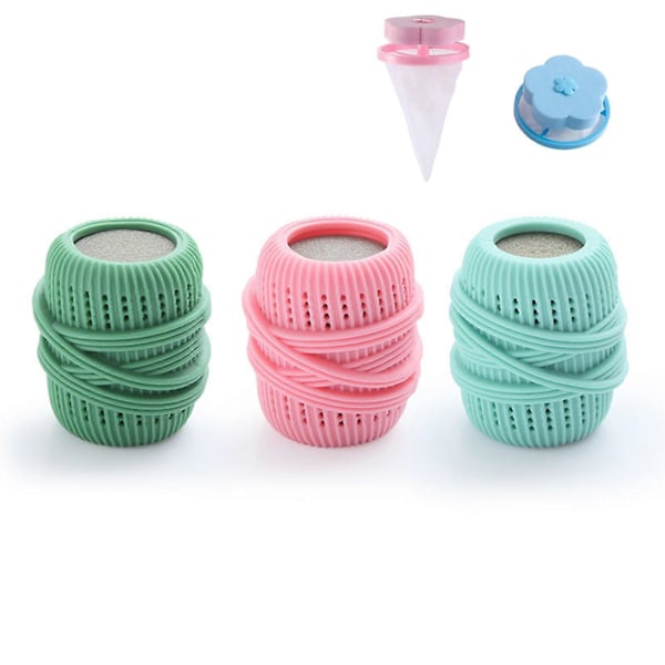 Tøymyknerballdispenser med filterpose husholdningsvaskemaskin klesvaskeball vaskeriforsyninger[HK] Three colors
