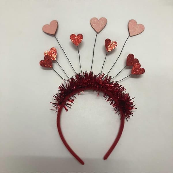 Røde paljett hjerte pannebånd glitter glitter hodeplagg Valentinsdag hodeplagg[HK] Red