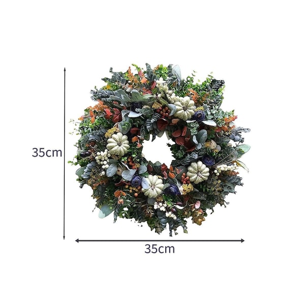 White Pumpkins Ranunculus Wreath Fall Decor For Front Door, Handmade Hydrangea Big White Pumpkin Wr([HK])