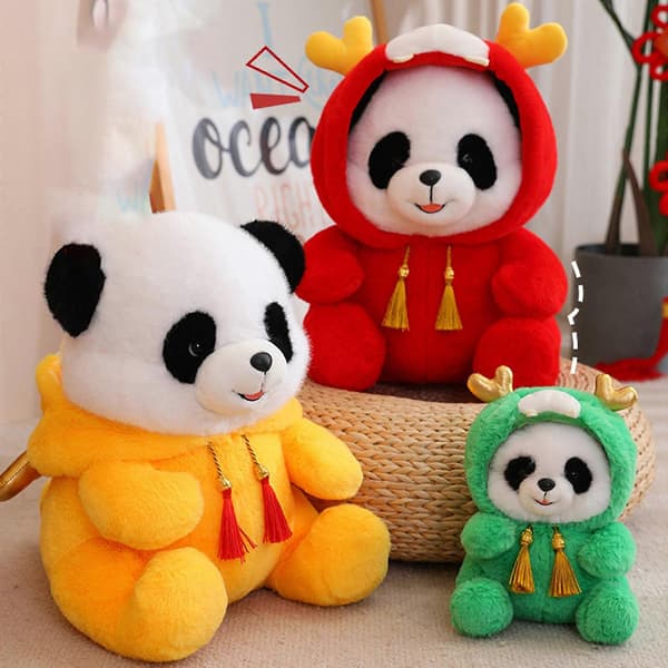 Kosedyr Panda Dukke Sofadekor Myk Babyleke for Småbarn Følelsesglatt Julegave Gul[HK] Yellow
