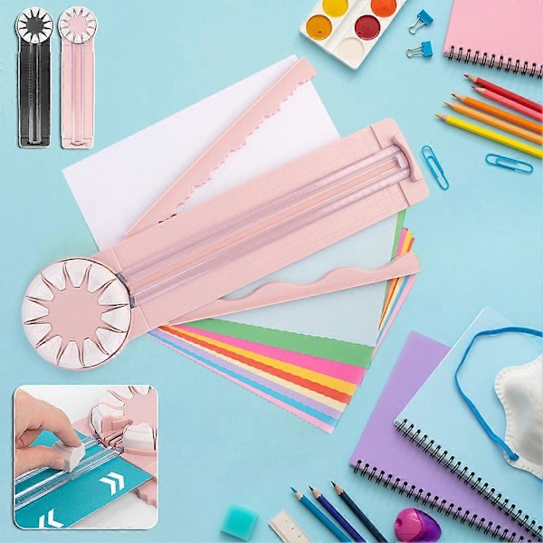 12 i 1 Pappersskärare Glidande Multifunktionell Papperskniv Roterande Handskärande Pappersverktyg för DIY Scrapbook[HK] Black