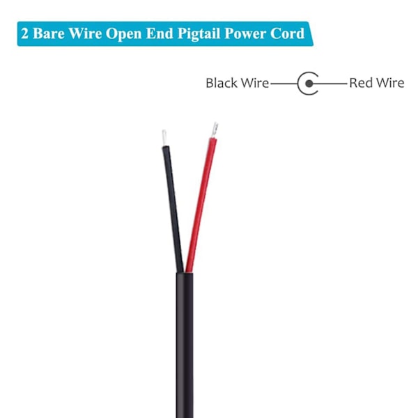 (10-pack) Ersättnings 3,5 mm x 1,35 mm Höger DC Ström Hankontakt till Kabel Öppen Ände Pigtail Ström [HK] Black