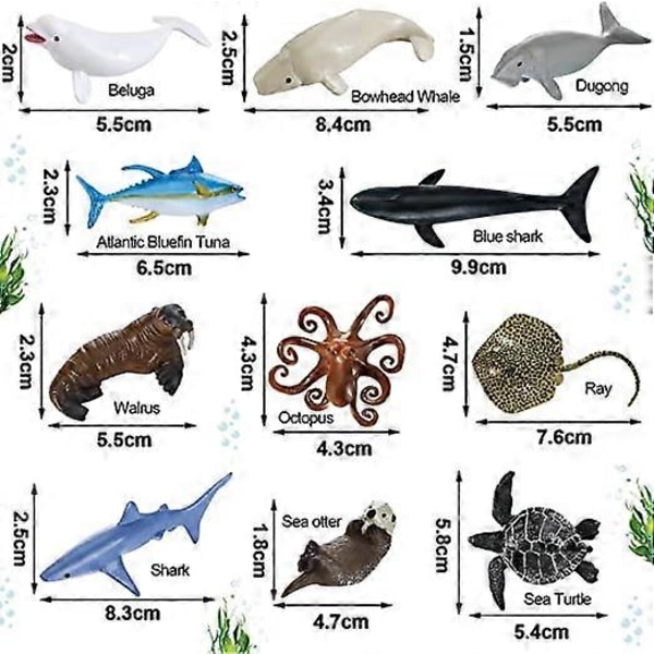 20-pack Realistiska Hajleksaker Havsdjur Leksaker med Nätpåse Blandade Havsdjursleksaker Inklusive Haj, Val, Delfin Badleksaker för Hav L[HK]