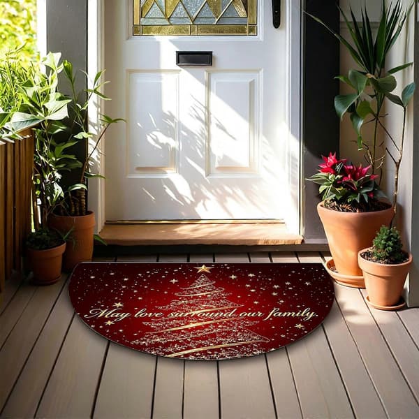 Halvcirkelformet gulvmåtte med dekorativt guldprint[HK] 40x60cm