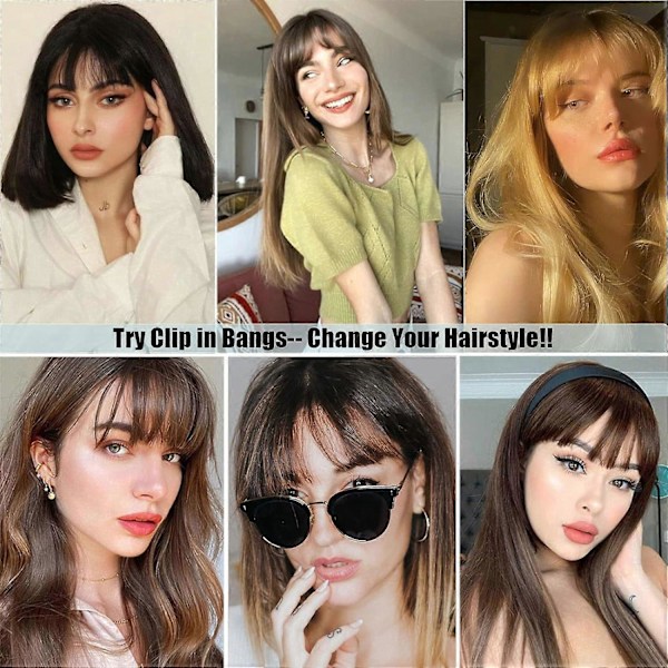 Löshår Lugg med Clips, 100% Äkta Hårförlängning Tunn Lugg Clip-on Air Bangs för Kvinnor Hårstycken Böjd Lugg [HK] Blonde