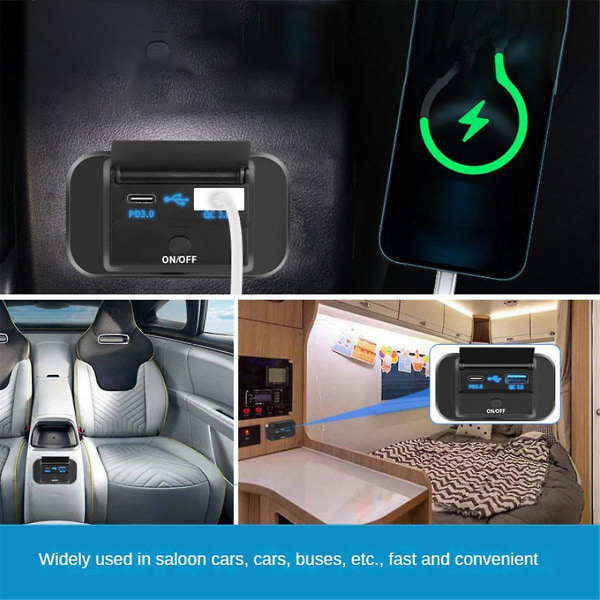 Dual Quick Charge Usb Qc3.0 Og Pd3.0 Rv Usb-uttak 12v Usb-lader Bil Usb-port 12 Volt Usb-uttak ([HK])