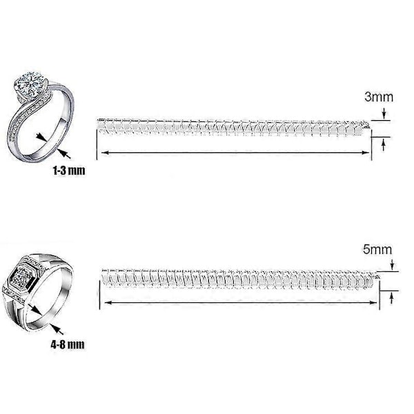 Ringstorleksreducerare Transparent Silikon Spiraljusterare Förminskare Snuggies 6st[HK] 3mm