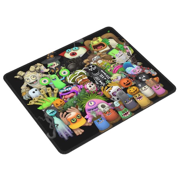 My Singing Monsters Gummi Låsekant Musemåtte, Kontorbordmåtte, Skrivemåtte, Multi Code Gamepad Musemåtter til Computere Bærbar Mus [HK] Black 7.9" x 9.5"