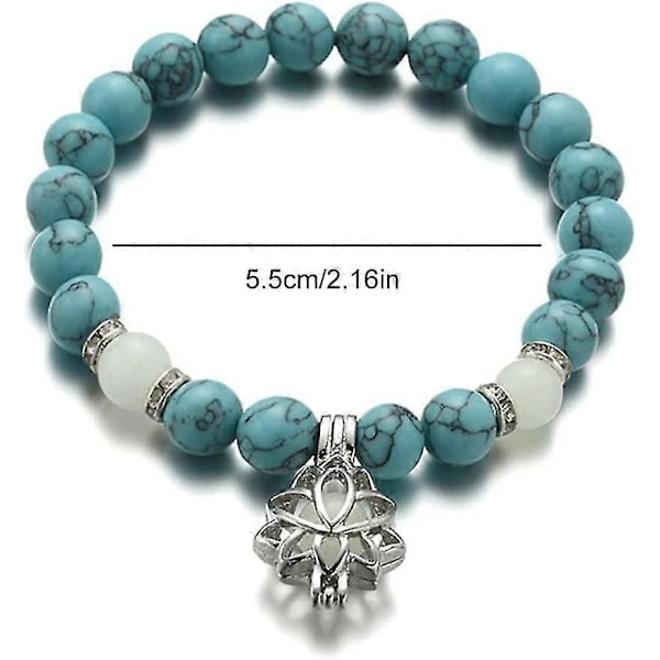 2 st Ångestdämpande & Avstressande Armband, Självlysande Lotus Yoga Helande Stenarmband, Ljusande Självlysande Mån Lotusblomma Formad C[HK]
