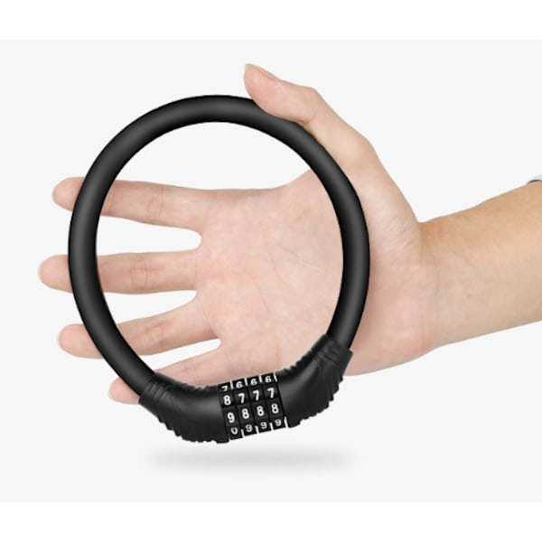 Cykellås kabel lås med kode [HK] Sort Svart