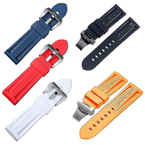 Klokkereim Silikongummi Erstatningsreim for Panerai Stropp Verktøy Stålspenne[HK] 24mm Red