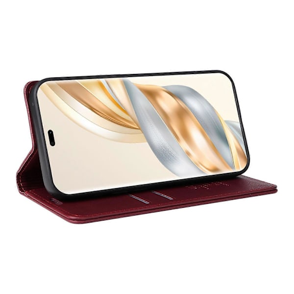 För Honor Magic7 Lite 5G/ X9c 5G Plånboksfodral Kortplats Ställ Läder Telefonskal [HK] Wine Red