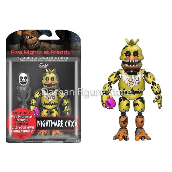 14cm Fnaf Figurer Nightmare Freddy Bonnie Foxy Chica Actionfigur Pvc Samling Bevegelig Blacklight Freddy Frostbe Modell Leker[HK] BL Freddy 14cm