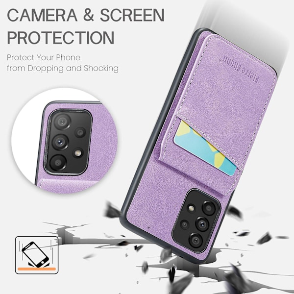FIERRE SHANN Fodral med Kortfack för Samsung Galaxy A23 4G / A23 5G (Global Version) - Lila[HK]