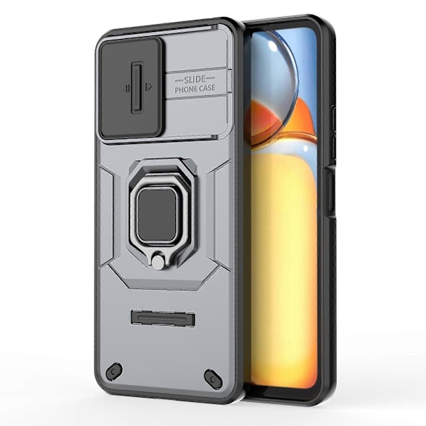 Skal med Stöd och Skjutbart Linsskydd för Xiaomi Redmi 13C/ Poco C65 4G [HK] Grey