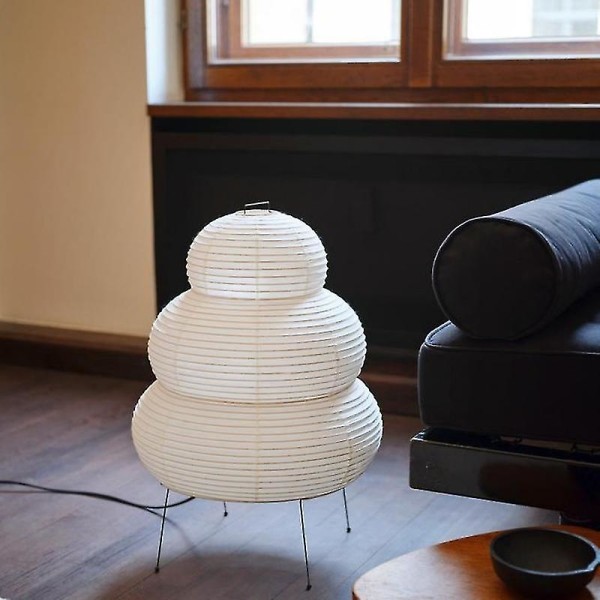 Japansk Kreativ Stativ Gulvlampe Soveværelse Sengebord Skrivebord hvidt rispapir Bordlampe Hjem Hotel Loftsbelysning Deco Standlight[hk] US Plug Print Lamp
