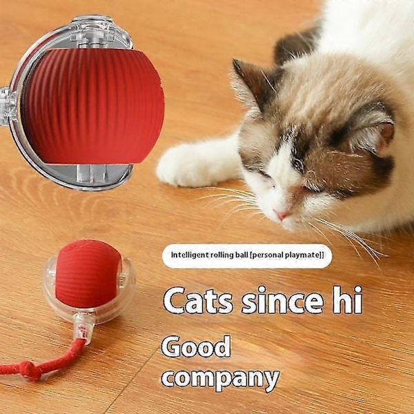 Interaktiv kattleksak boll automatisk rullande boll fuskpäls svans uppladdningsbar smart elektrisk leksak för hund och katt träning imiterar mus[HK] grey