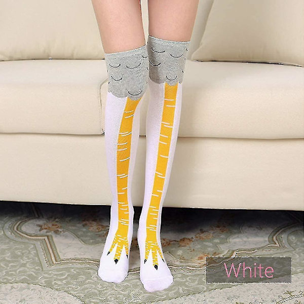 2 par kyllingfotsokker Nyhet Morsomme Galskap Kyllingbensokker Kalkunsokker Morsomme Gaver Til Fest[HK] White yellow claw mid-calf