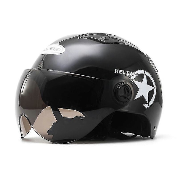 Elektrisk Motorcykel Hjelm Scooter Cykel Åben Halv Hjelm Baseball Cap Anti-UV Sikkerhed Hård Hat Cykelhjelm Justerbar[HK] Black