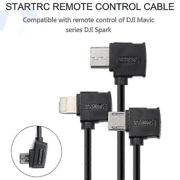 Startrc 10cm Usb-c / Type-c - Micro Usb -muuntosovitin Datakaapeli Dji Mavic Mini / Air, Shark -kaukosäätimelle (musta)[HK]