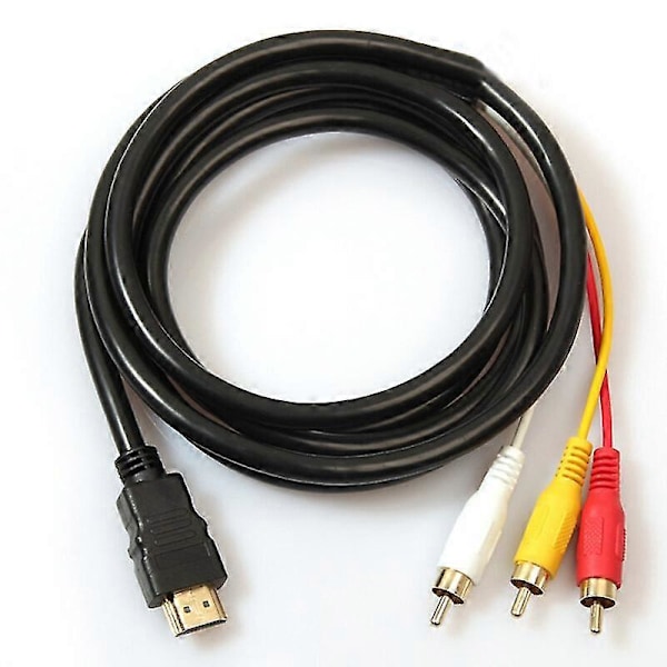 HDMI till RCA Video Ljudkabel - 1.5m, Stöd för HD-spelare till TV-anslutning [HK] Black