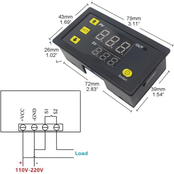 Stycke W3230 AC 110V-220V Digital Temperaturregulator, 20A Digital Display Termostat Kontrollbrytare med 10K NTC Sensor Prob[HK]