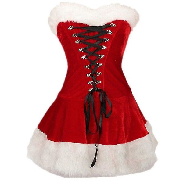 S-2xl högkvalitativ dam julkostymer kostym julfest Sexig röd sammetsklänning Cosplay jultomte kostym outfit plus storlek[HK] S
