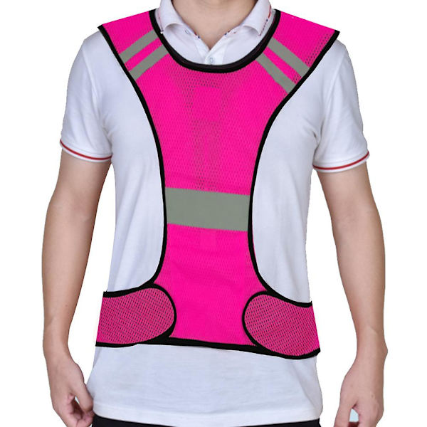Reflekterende sikkerhetsløpevest for menn og kvinner - Løpeutstyr for nattlige turer [HK] Pink