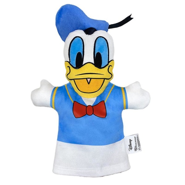 Piirretty Disney-eläinten käsinukke vanhemmille ja lapsille interaktiivinen hahmo plussilelu taaperolle varhaiskasvatukseen lapsille lahjaksi [HK][HK] donald duck 26*15*5cm