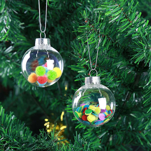 15 pyöreää kirkasta joulupalloa Muovisista joulukuusista valmistettuja täytettäviä DIY-joulukuusipalloja