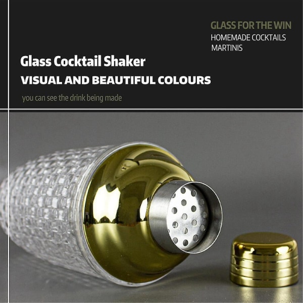 13Oz Glass Cocktail Shaker Set - Glass Shaker for Cocktails, Drink Shakers Cocktail og Cocktail Shakers Gold[HK]