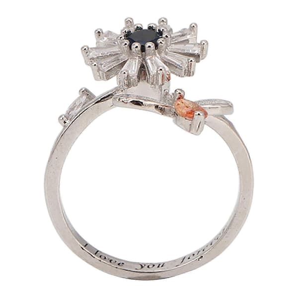 Angstdempende ring Blomst Åpen Justerbar Roterende Sølv Fidget Ring for stresslindring[HK] 5 5