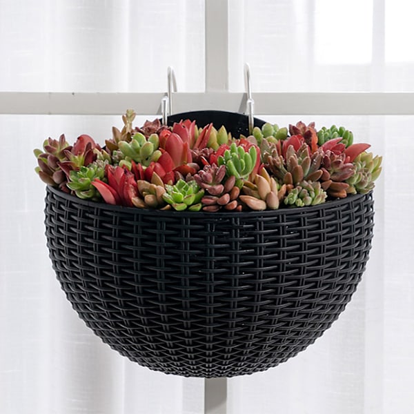 Seinälle kiinnitettävä kukkaruukku Kukkaruukku Lahja Parveke Puolipyöreä Sisä- ja ulkokäyttöön Koti Sisustus Riippuva Eurooppalainen Tyyli Maljakko[HkkK] Silver gray small  size
