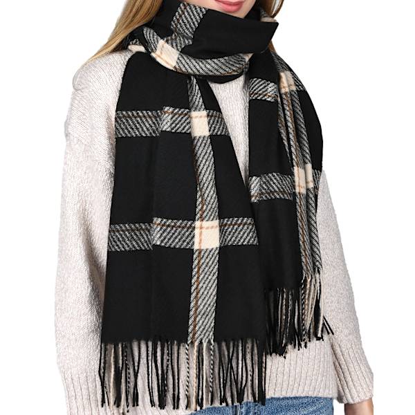 Vinterhalsduk kashmir textur oversized svart[HK]