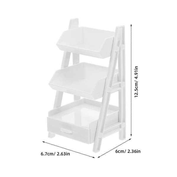 Miniatyr 3-vånings vit plasthylla för dockskåpsinredning 1 enhet[HK]