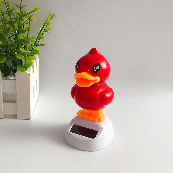 Solcellsfigur i tecknad stil för bilens instrumentbräda, dynamisk dansande djurfigur för bordsskivan [HkkK] Red Duck