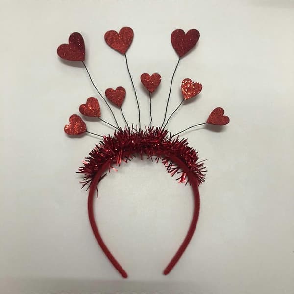 Røde paljett hjerte pannebånd glitter glitter hodeplagg Valentinsdag hodeplagg[HK] Red